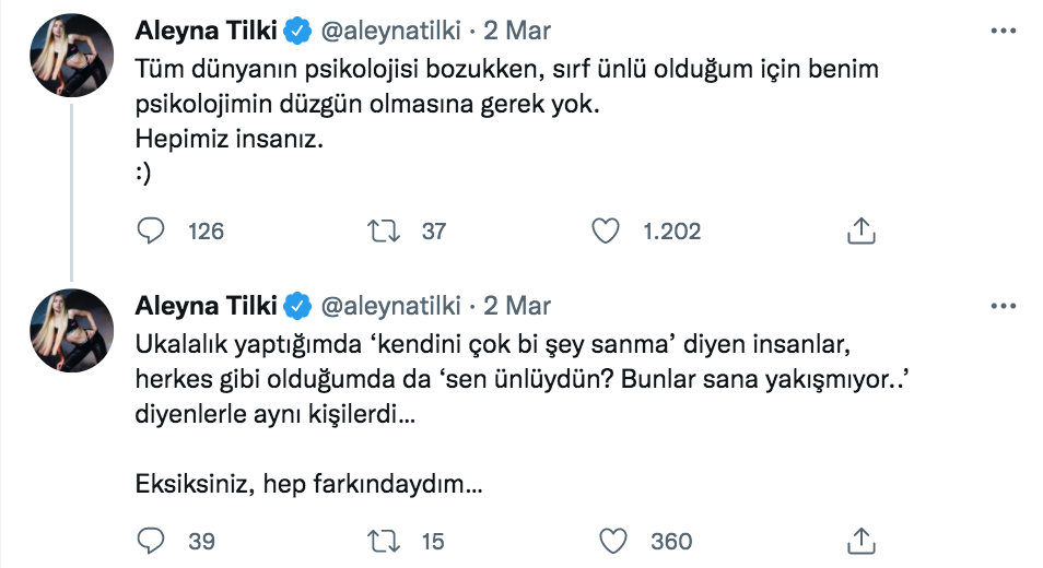 aleyna tilki den ukalalik elestirilerine yanit